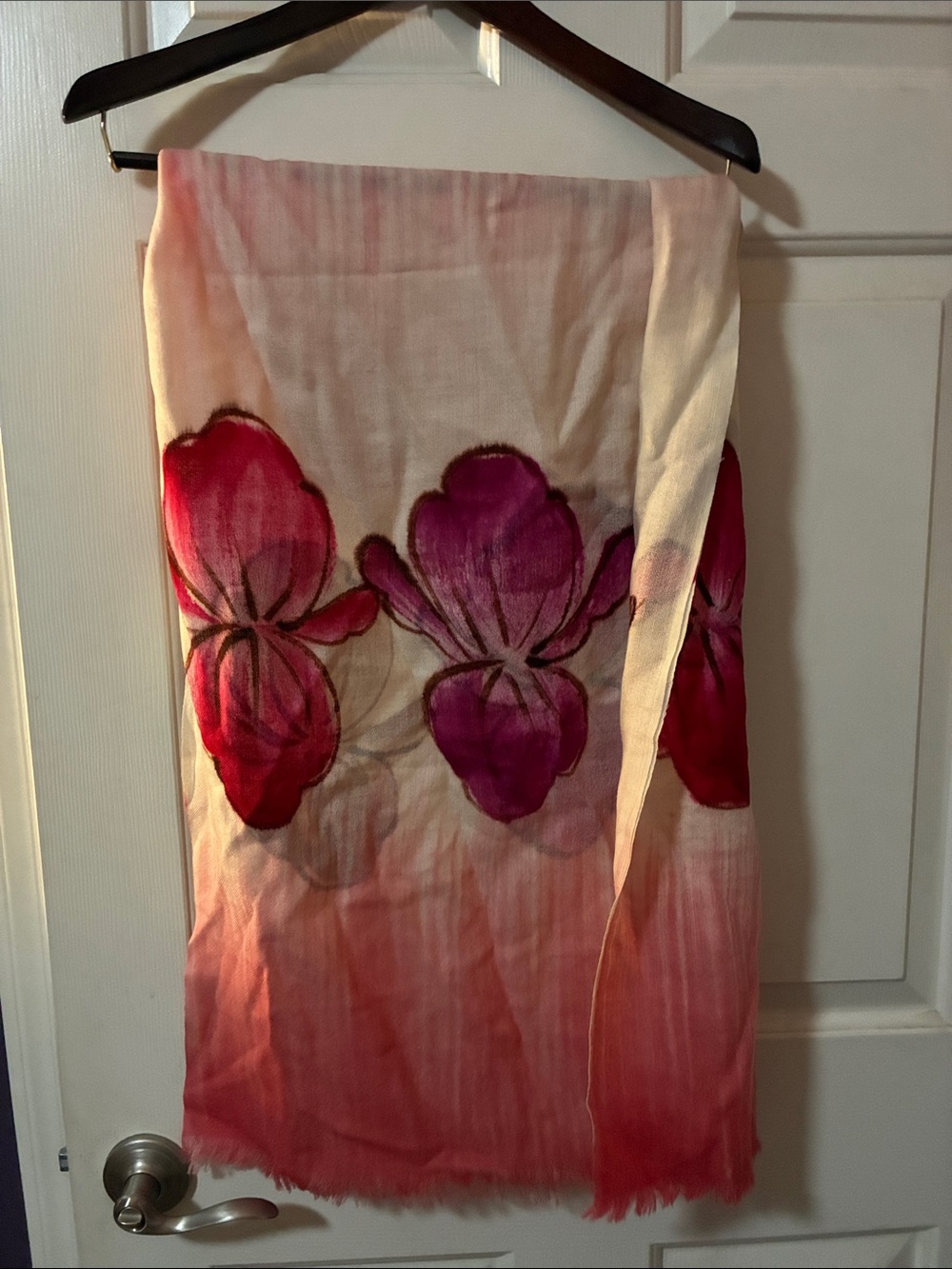 VTG FLORAL WOOL PASHMINA HANDPAINTED?